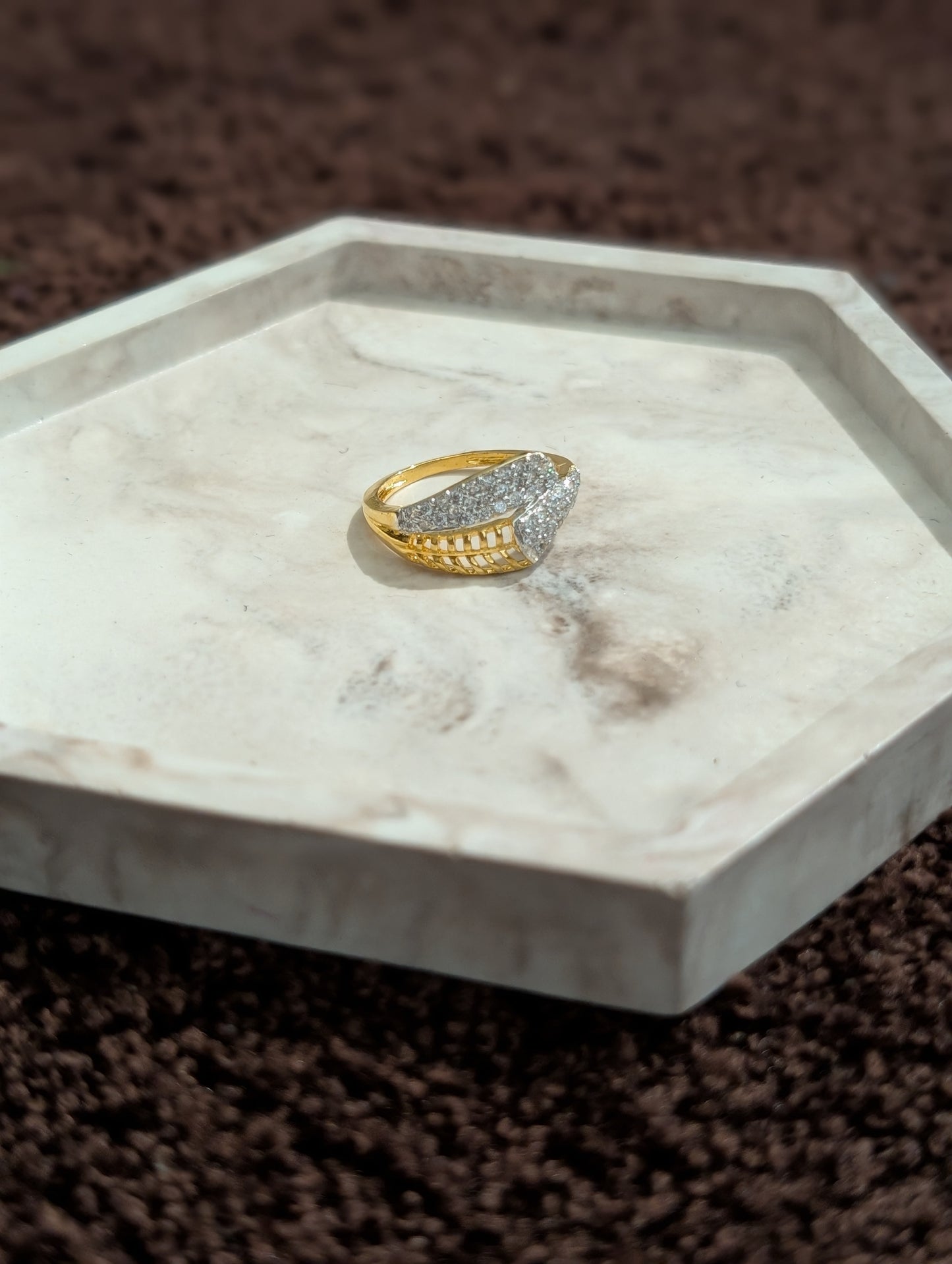 Goldish-Whiteish Studded Ring
