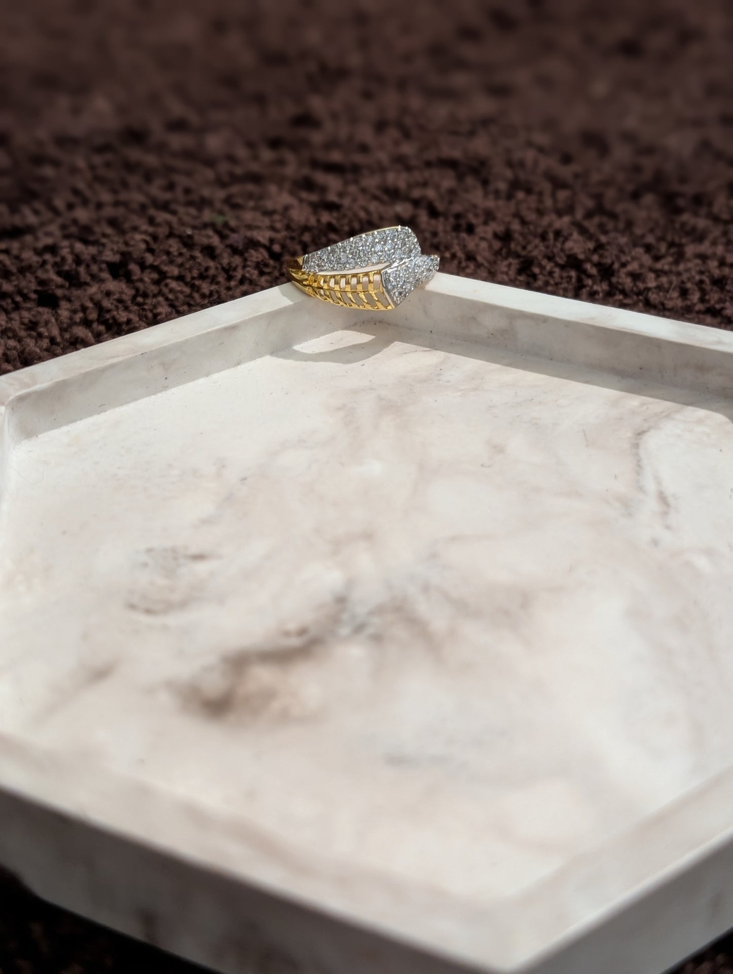 Goldish-Whiteish Studded Ring