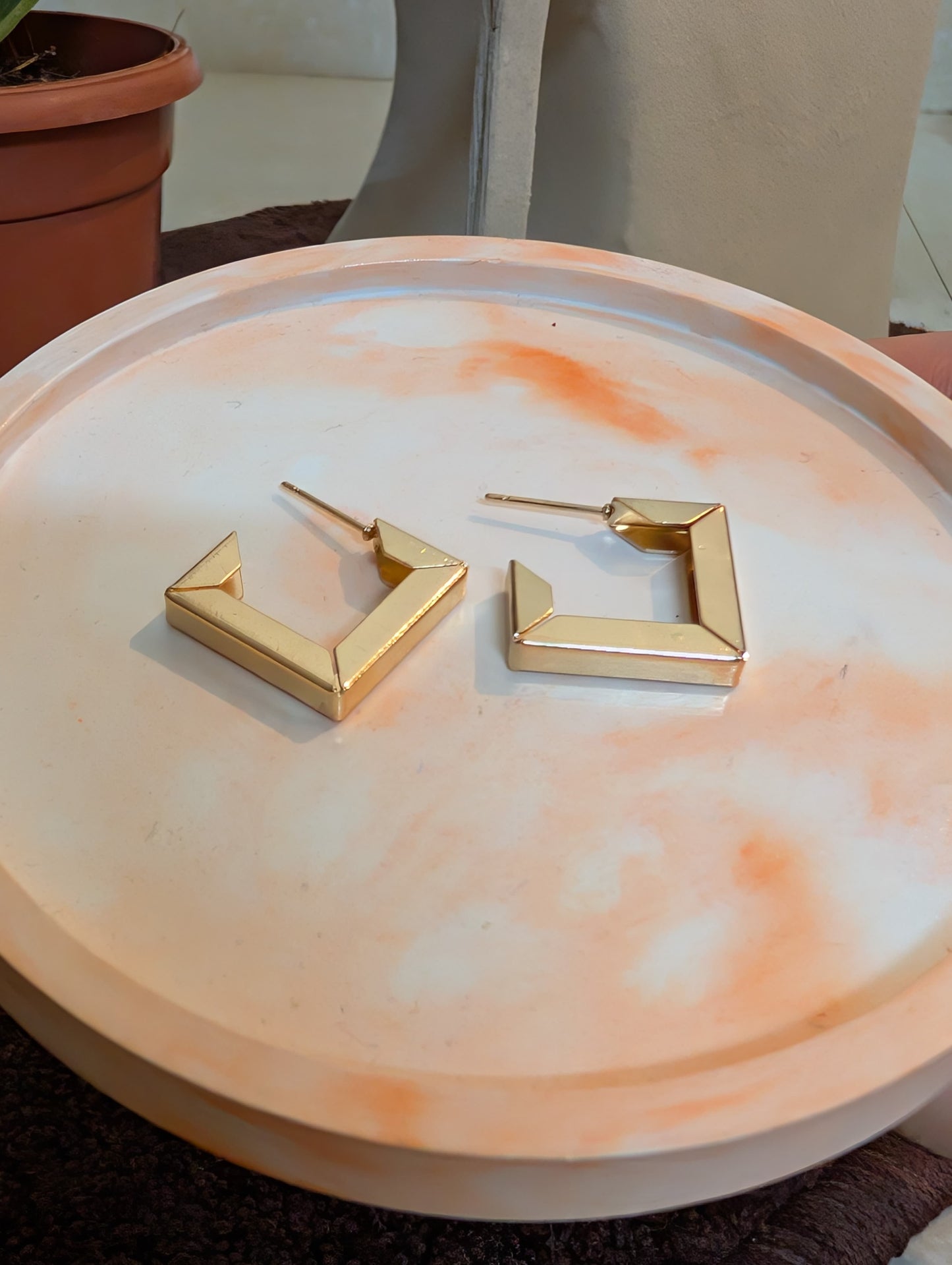 Golden Square Earrings