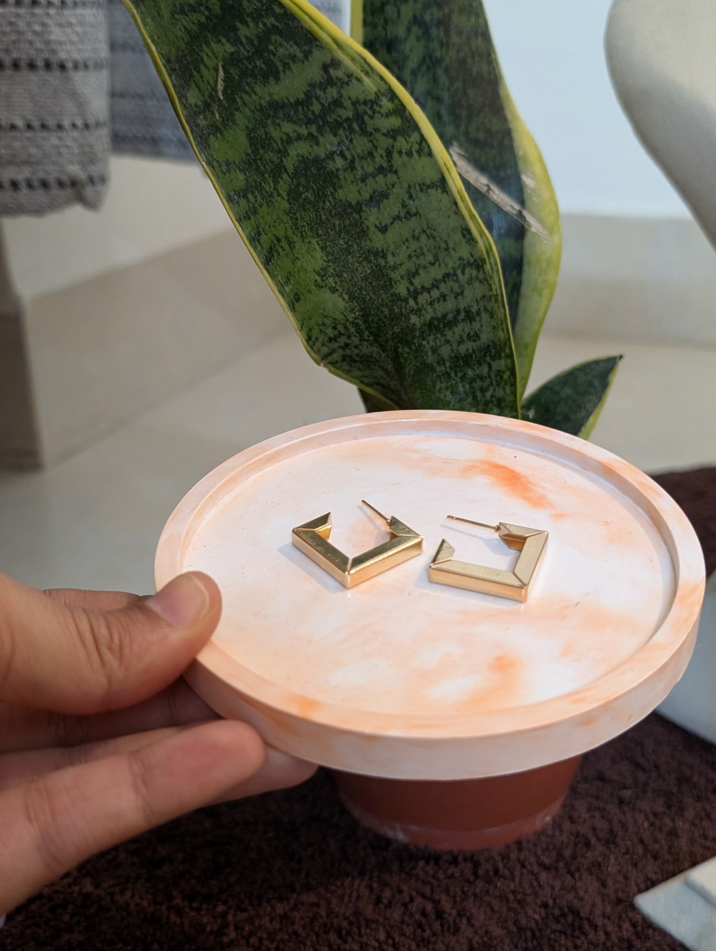 Golden Square Earrings