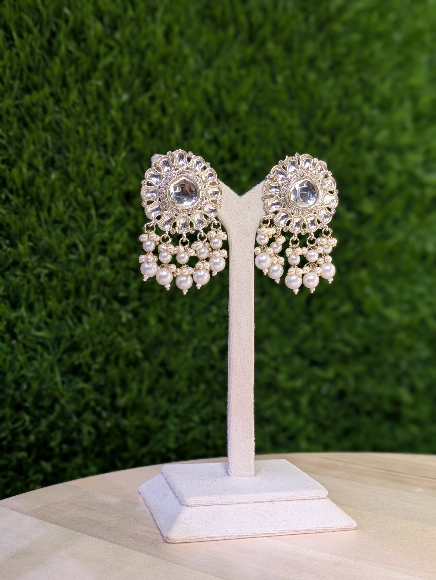Aquamarine Spark Kundan Danglers