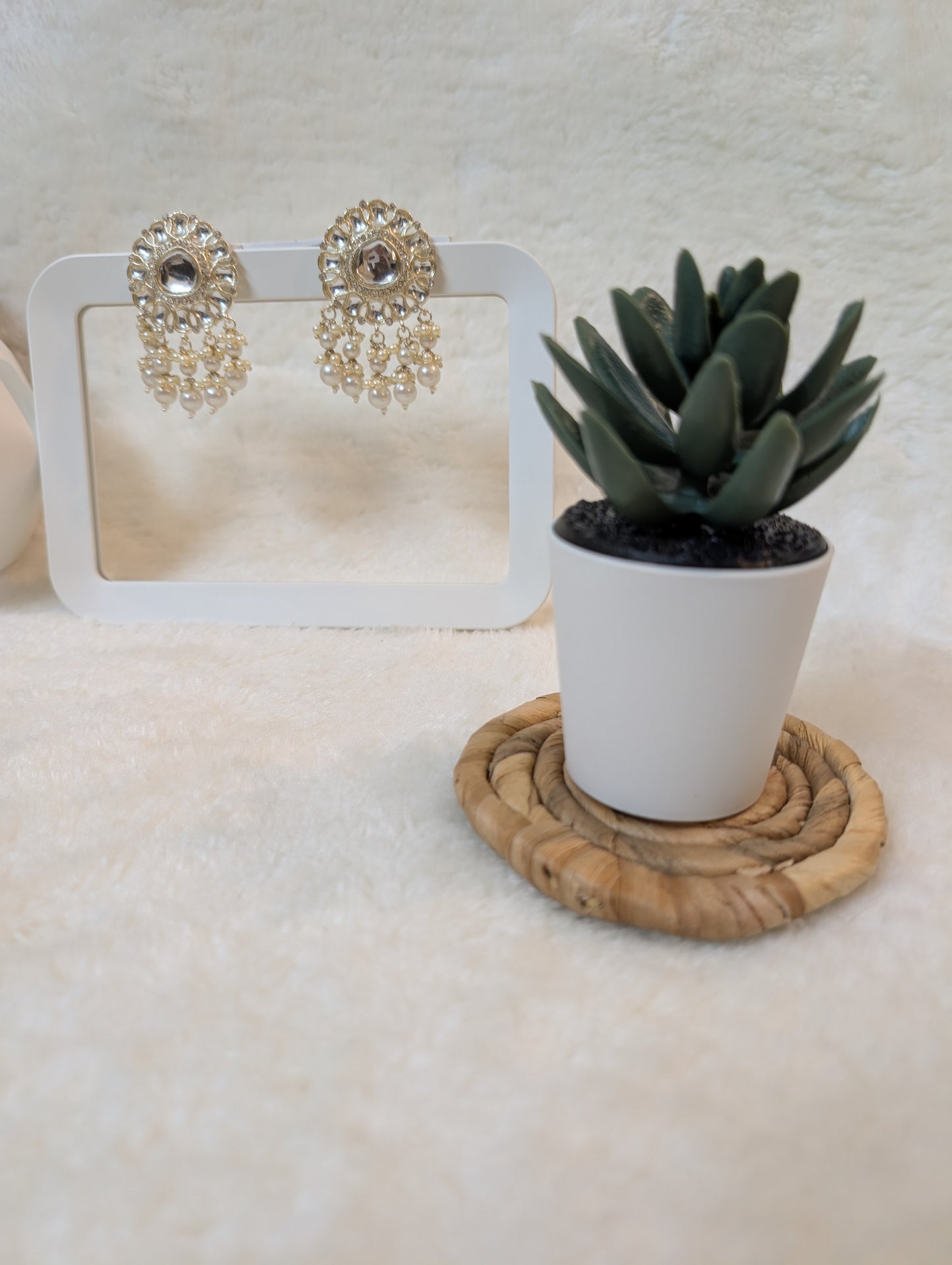 Aquamarine Spark Kundan Danglers