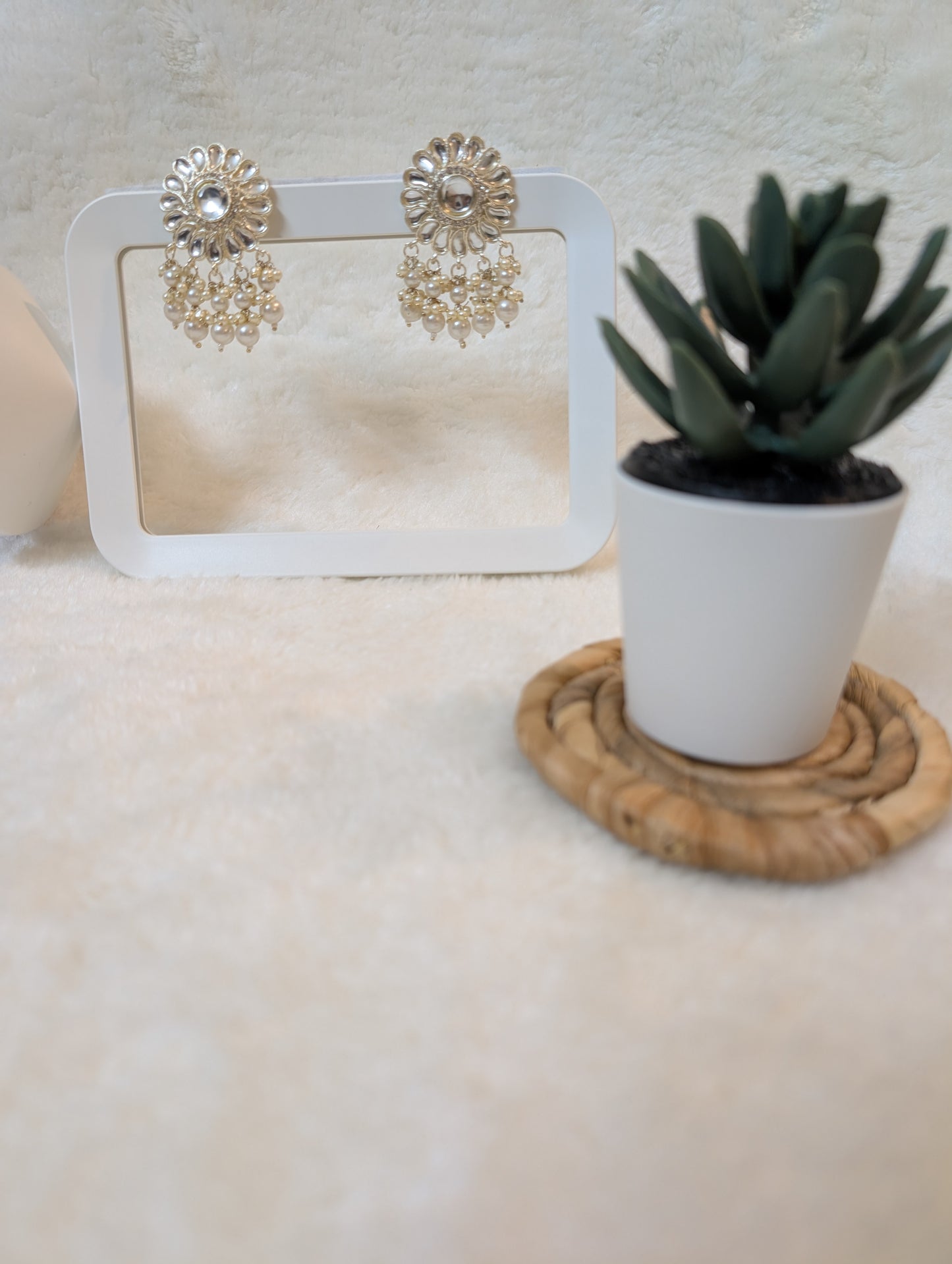 Aquamarine Spark Kundan Danglers