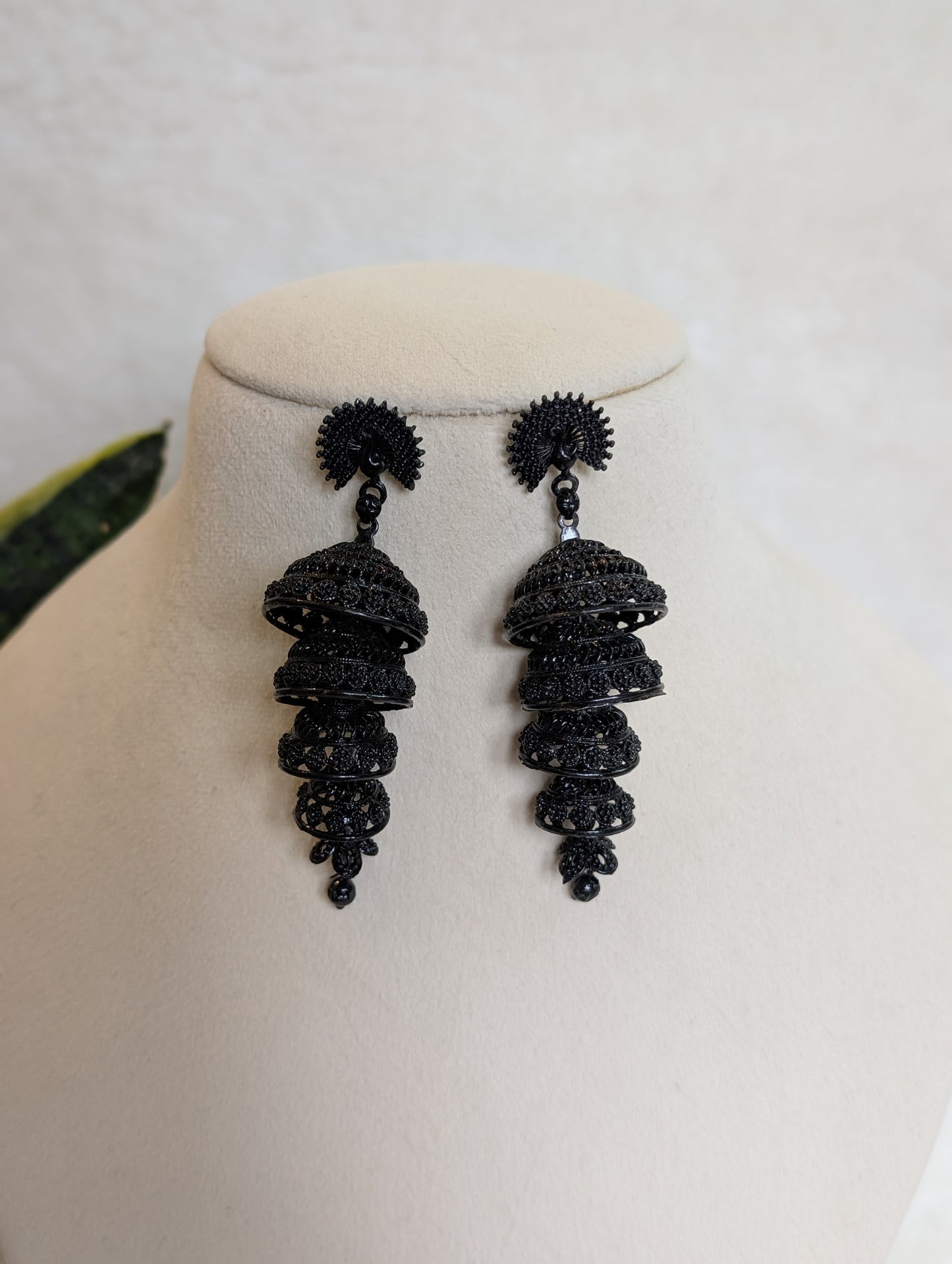Jet Black Regal Jhumkas