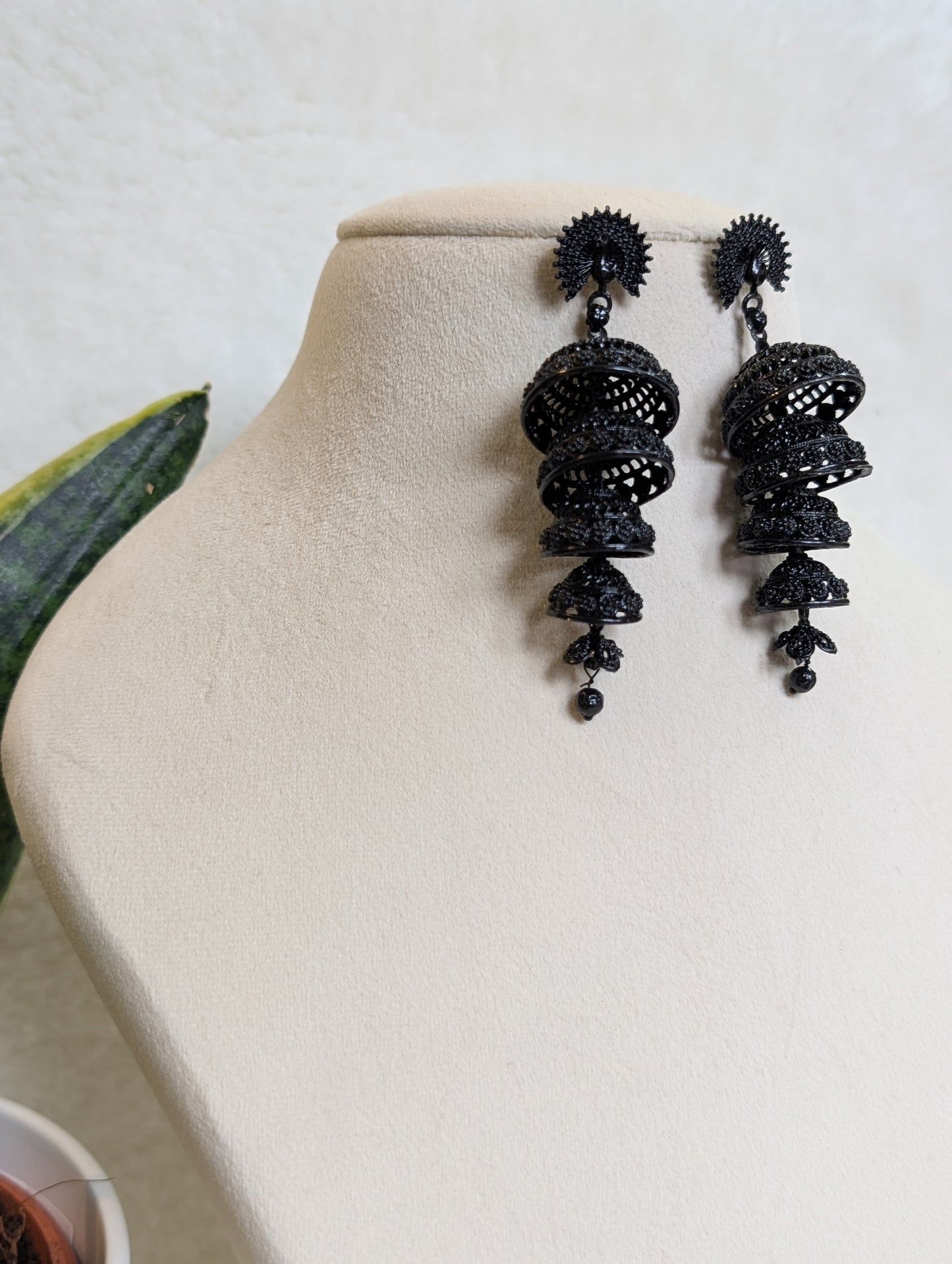 Jet Black Regal Jhumkas