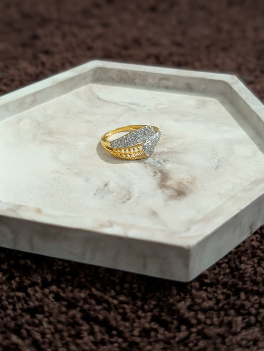 Goldish-Whiteish Studded Ring