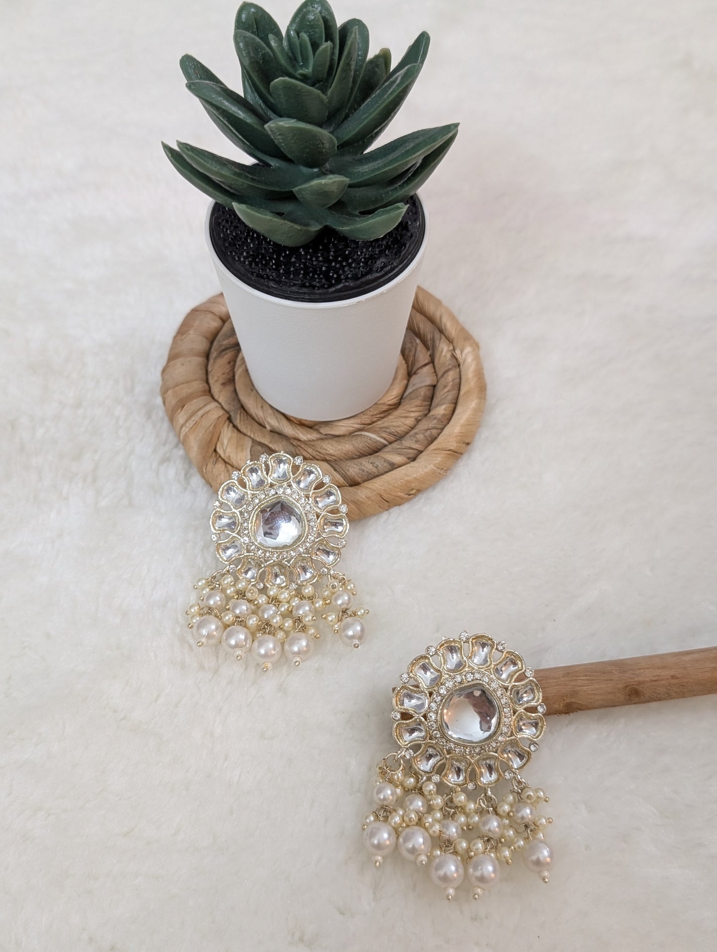 Aquamarine Spark Kundan Danglers