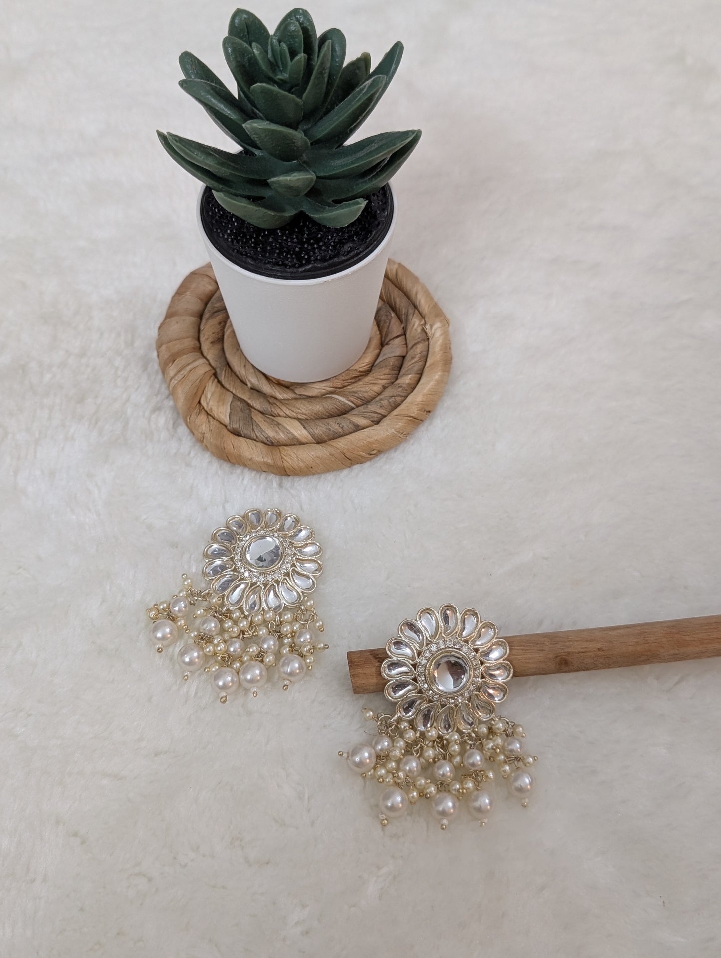 Aquamarine Spark Kundan Danglers