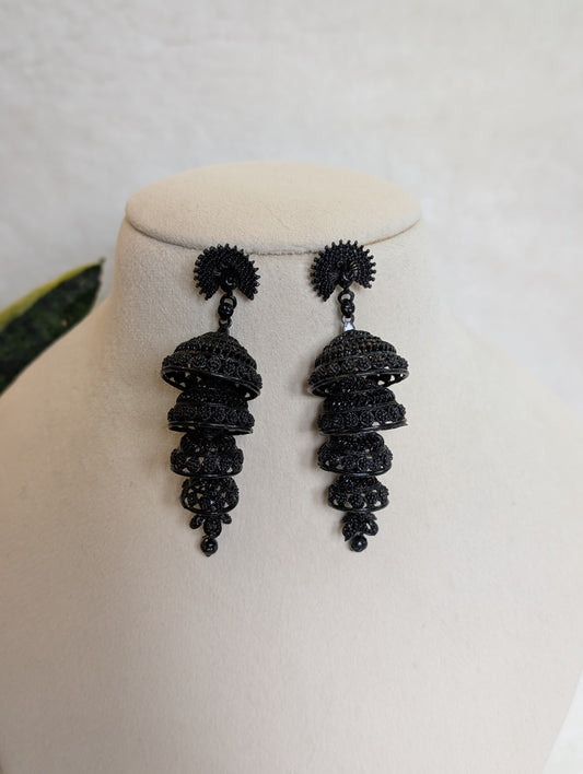 Jet Black Regal Jhumkas