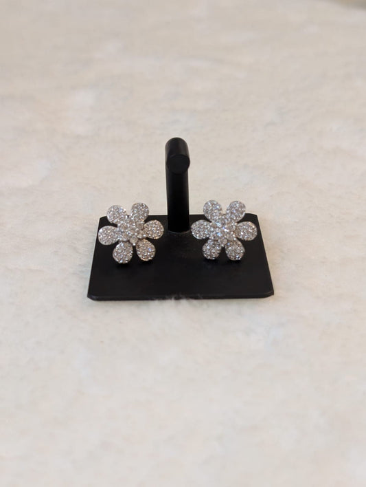 Silver Flower Studs